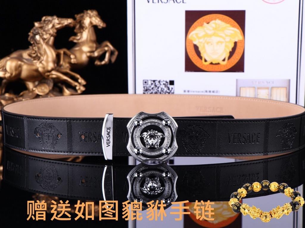 Belt Versace.Ver... original single  Belt  100% first layer cowhide, double-sided available, guaranteed genuine leather. 24k pure steel buckle with diamonds   never lose color  counter equivalent quality, first choice fo