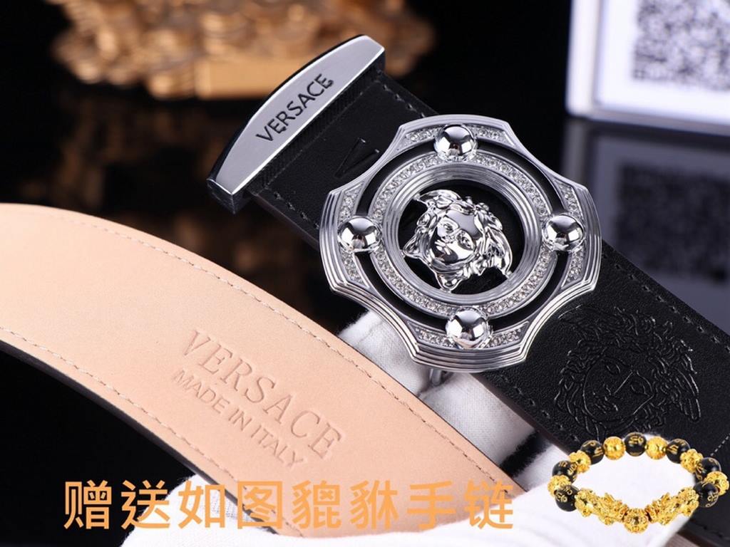 Belt Versace.Ver... original single  Belt  100% first layer cowhide, double-sided available, guaranteed genuine leather. 24k pure steel buckle with diamonds   never lose color  counter equivalent quality, first choice fo