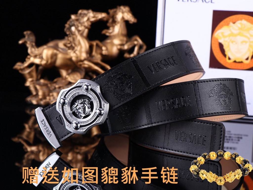 Belt Versace.Ver... original single  Belt  100% first layer cowhide, double-sided available, guaranteed genuine leather. 24k pure steel buckle with diamonds   never lose color  counter equivalent quality, first choice fo