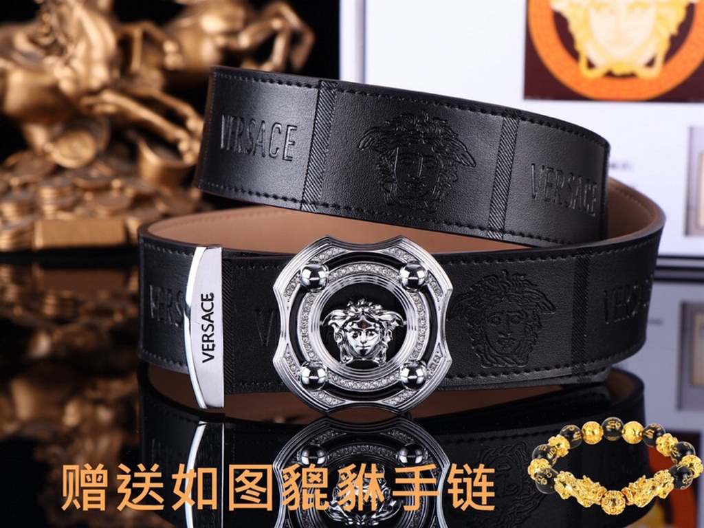 Belt Versace.Ver... original single  Belt  100% first layer cowhide, double-sided available, guaranteed genuine leather. 24k pure steel buckle with diamonds   never lose color  counter equivalent quality, first choice fo