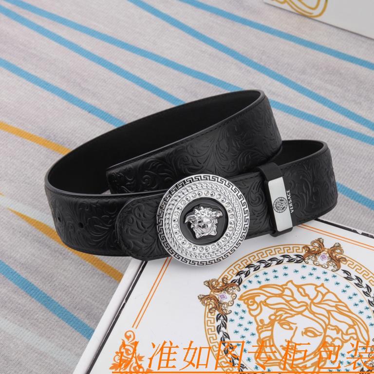 belt belt Versace   original single cowhide belt -  men's belt material   100% head layer cowhide belt  guaranteed leather belt, counter original quality, fine workmanship, fashionable big brand, gift for self-use first 