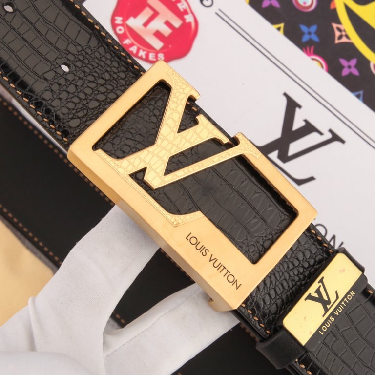 belt belt LV Louis Vuitton   original single cowhide belt  men's belt material   100% head layer cowhide belt  guaranteed leather belt, counter original quality, fine workmanship, fashionable big brand, gift for self-use