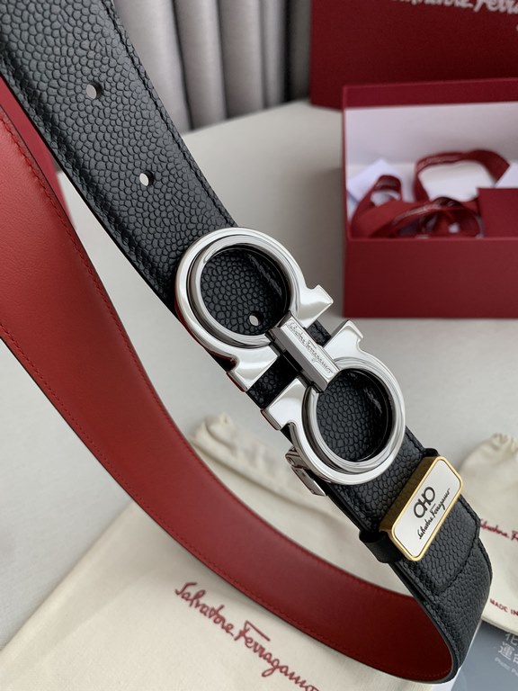 Name Ferragamo. Ferrgamo   original singleModel hanging buckle, the original classic two-tone buckle, silver  gun, physical shooting, head layer cowhideMaterial   100% head layer cowhide, guarantee leather.   double-side