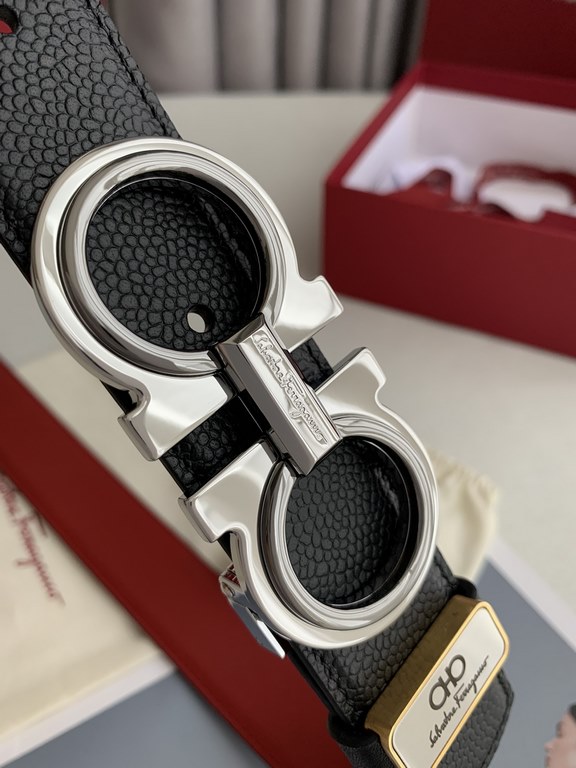 Name Ferragamo. Ferrgamo   original singleModel hanging buckle, the original classic two-tone buckle, silver  gun, physical shooting, head layer cowhideMaterial   100% head layer cowhide, guarantee leather.   double-side