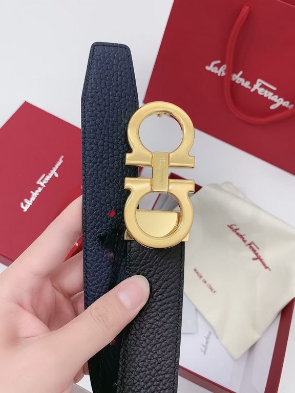 Comes with a full set of packaging gift box  !Ferragamo 35mm! Overseas factory shipments, the use of double-sided natural dumping head layer cowhide, modern style, add color to the daily look, to achieve a slimming effec