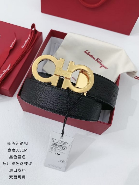 Comes with a full set of packaging gift box  !Ferragamo 35mm! Overseas factory shipments, the use of double-sided natural dumping head layer cowhide, modern style, add color to the daily look, to achieve a slimming effec