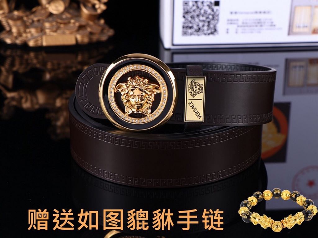 Belt Versace.Ver... Original  Belt   100% first layer cowhide, double-sided lychee grain, guaranteed genuine leather. 24k pure steel buckle   double-sided available  counter the same quality, give away the first choice f