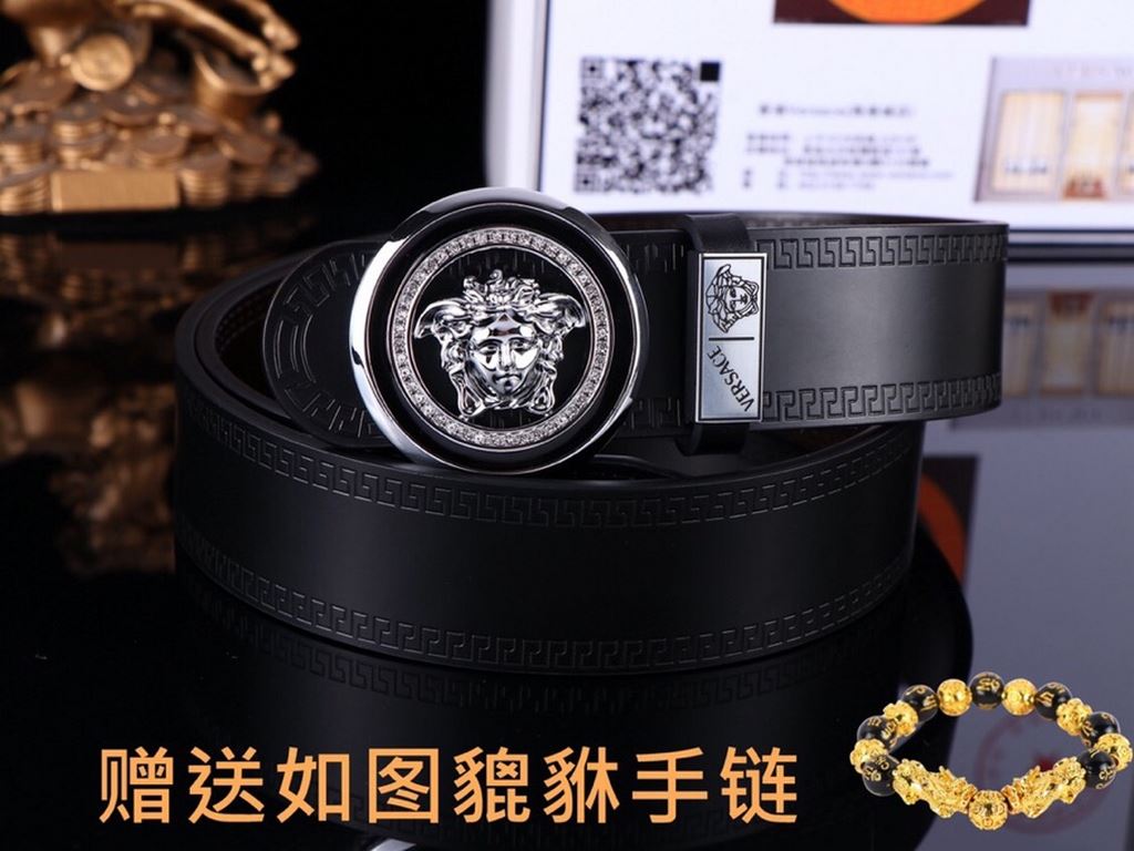 Belt Versace.Ver... Original  Belt   100% first layer cowhide, double-sided lychee grain, guaranteed genuine leather. 24k pure steel buckle   double-sided available  counter the same quality, give away the first choice f