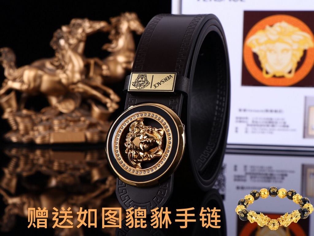 Belt Versace.Ver... Original  Belt   100% first layer cowhide, double-sided lychee grain, guaranteed genuine leather. 24k pure steel buckle   double-sided available  counter the same quality, give away the first choice f