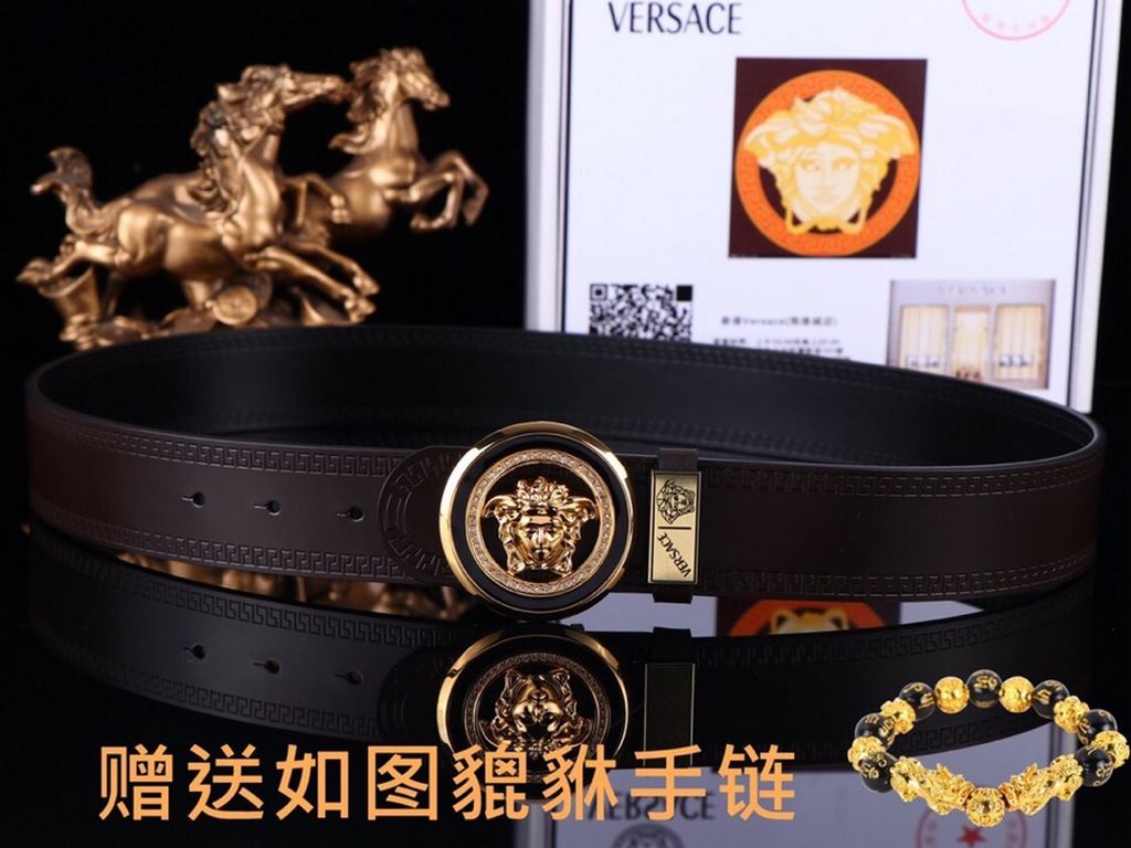 Belt Versace.Ver... Original  Belt   100% first layer cowhide, double-sided lychee grain, guaranteed genuine leather. 24k pure steel buckle   double-sided available  counter the same quality, give away the first choice f