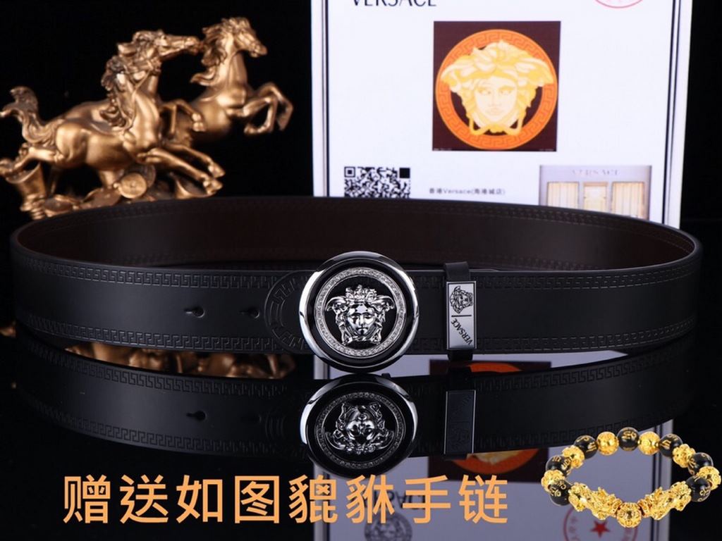 Belt Versace.Ver... Original  Belt   100% first layer cowhide, double-sided lychee grain, guaranteed genuine leather. 24k pure steel buckle   double-sided available  counter the same quality, give away the first choice f