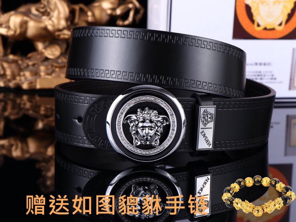 Belt Versace.Ver... Original  Belt   100% first layer cowhide, double-sided lychee grain, guaranteed genuine leather. 24k pure steel buckle   double-sided available  counter the same quality, give away the first choice f