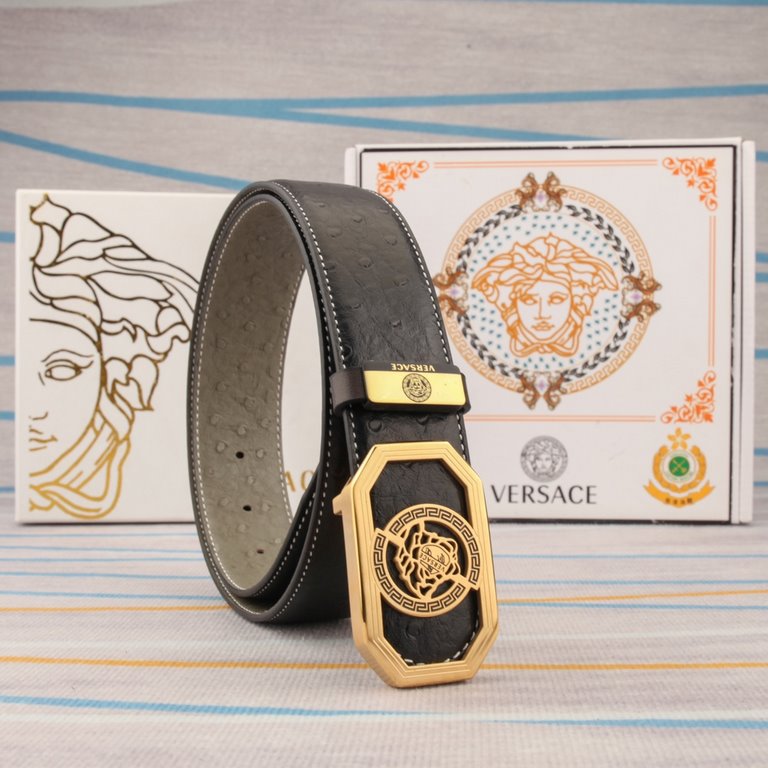 belt belt Versace   original single cowhide belt -  men's belt material   100% head layer cowhide belt  guaranteed leather belt, counter original quality, fine workmanship, fashionable big brand, gift for self-use first 