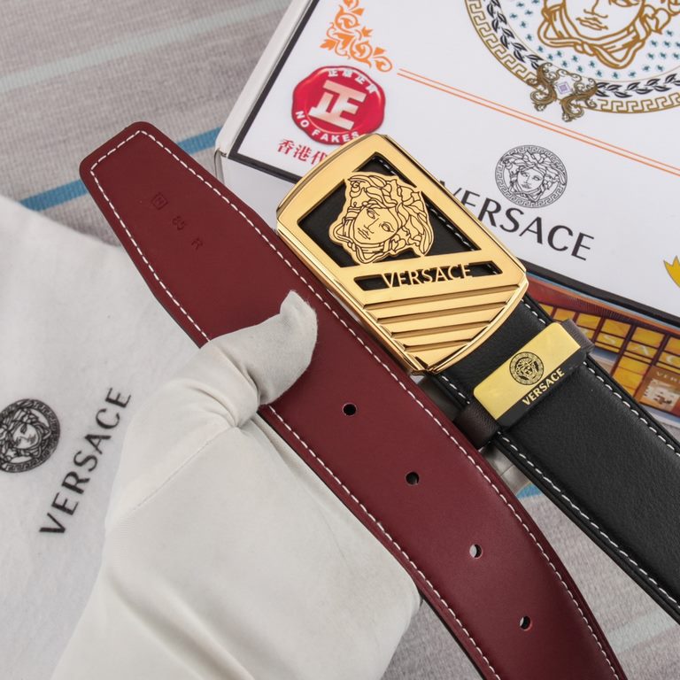 Name VERSACE.Material the original single cowhide belt Percentage of the first layer of cowhide belt  guarantee leather, 24K pure steel buckle, counter original single quality, fine workmanship, fashionable big names, se