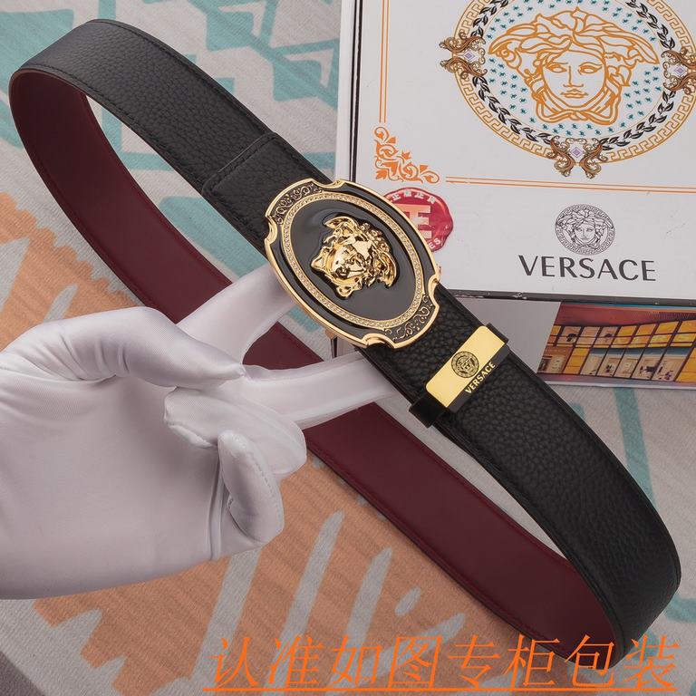 belt belt Versace   original single cowhide belt -  men's belt material   100% head layer cowhide belt  guaranteed leather belt, counter original quality, fine workmanship, fashionable big brand, gift for self-use first 