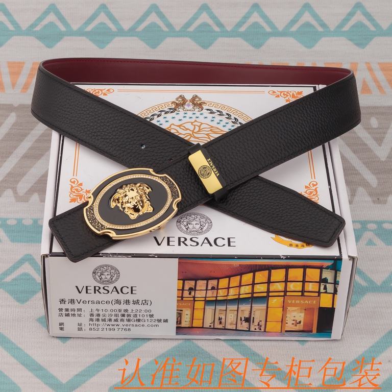 belt belt Versace   original single cowhide belt -  men's belt material   100% head layer cowhide belt  guaranteed leather belt, counter original quality, fine workmanship, fashionable big brand, gift for self-use first 