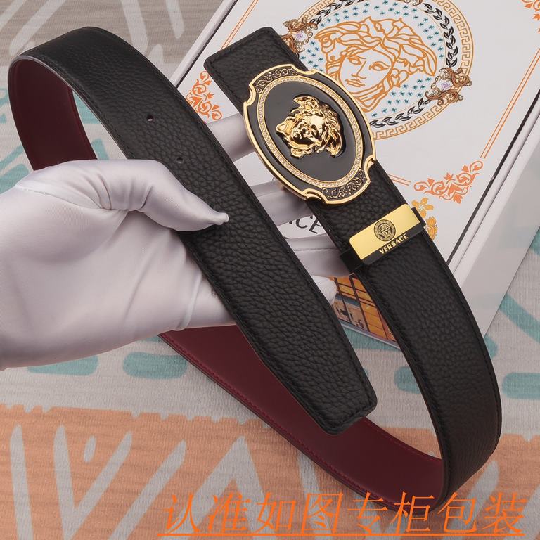 belt belt Versace   original single cowhide belt -  men's belt material   100% head layer cowhide belt  guaranteed leather belt, counter original quality, fine workmanship, fashionable big brand, gift for self-use first 