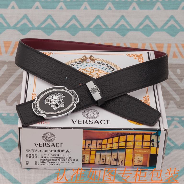 belt belt Versace   original single cowhide belt -  men's belt material   100% head layer cowhide belt  guaranteed leather belt, counter original quality, fine workmanship, fashionable big brand, gift for self-use first 