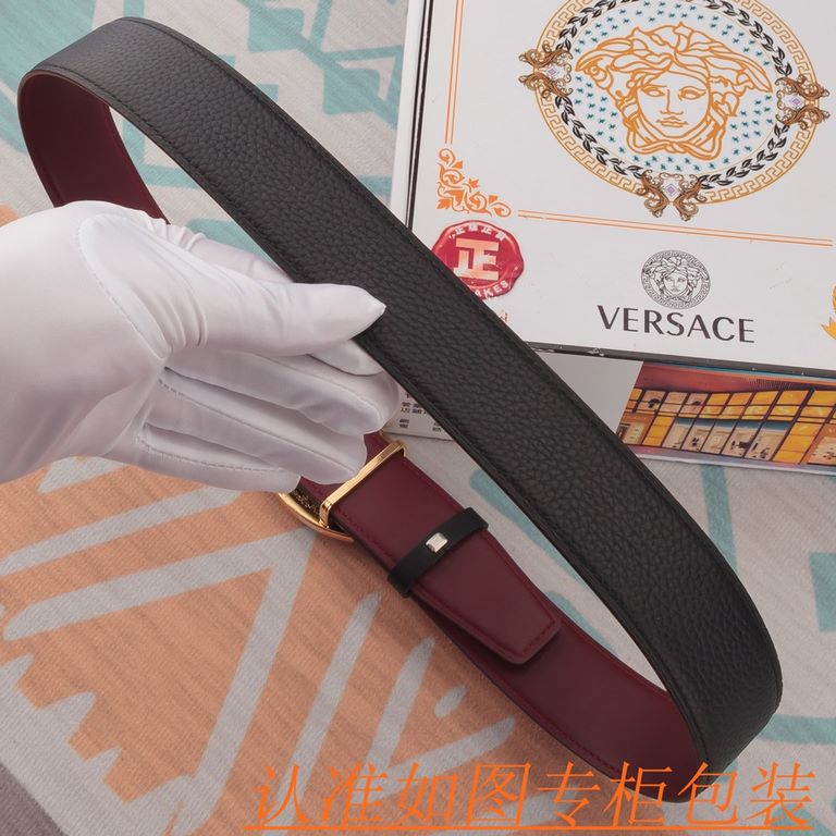 belt belt Versace   original single cowhide belt -  men's belt material   100% head layer cowhide belt  guaranteed leather belt, counter original quality, fine workmanship, fashionable big brand, gift for self-use first 