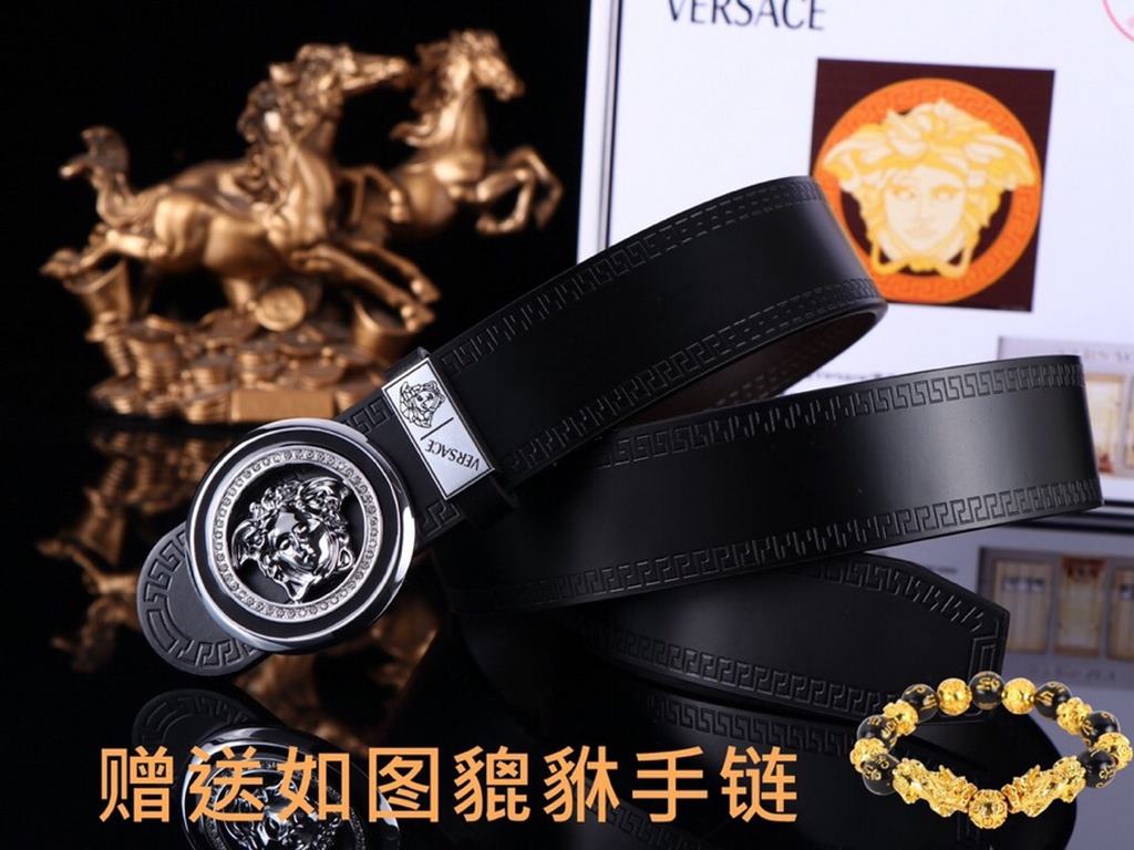 Belt Versace.Ver... Original  Belt   100% first layer cowhide, double-sided lychee grain, guaranteed genuine leather. 24k pure steel buckle   double-sided available  counter the same quality, give away the first choice f