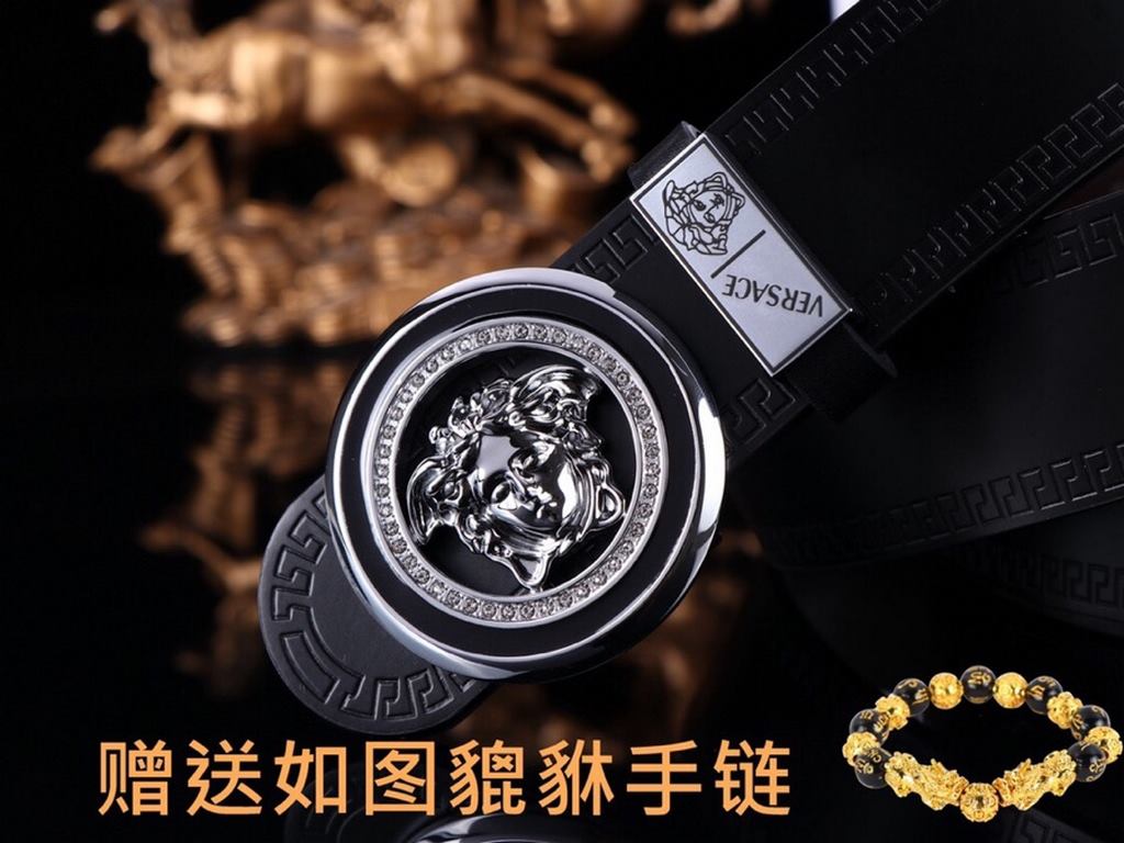 Belt Versace.Ver... Original  Belt   100% first layer cowhide, double-sided lychee grain, guaranteed genuine leather. 24k pure steel buckle   double-sided available  counter the same quality, give away the first choice f