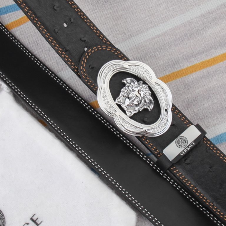 belt belt Versace   original single cowhide belt -  men's belt material   100% head layer cowhide belt  guaranteed leather belt, counter original quality, fine workmanship, fashionable big brand, gift for self-use first 