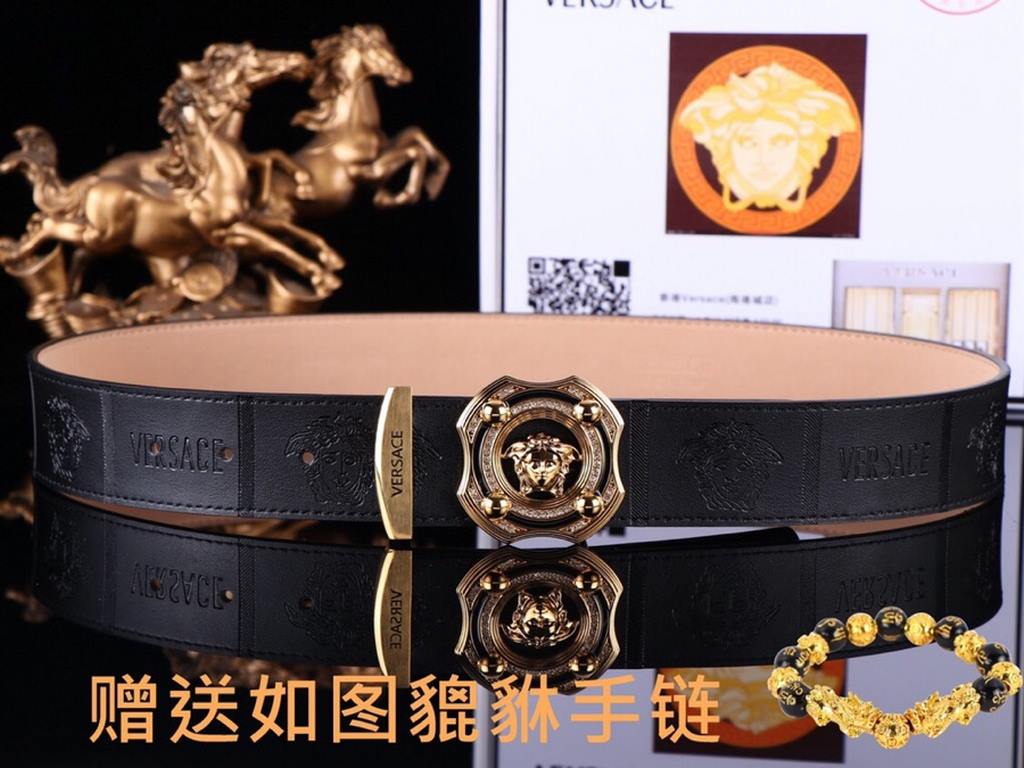 Belt Versace.Ver... original single  Belt  100% first layer cowhide, double-sided available, guaranteed genuine leather. 24k pure steel buckle with diamonds   never lose color  counter equivalent quality, first choice fo