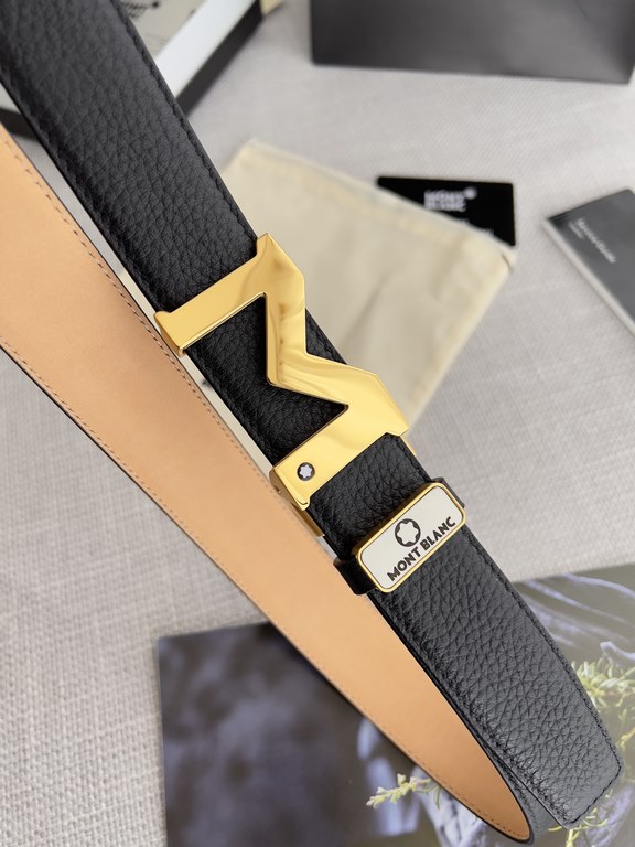 Name Montblanc. Montblanc   automatic belt. Belt-BeltModel automatic buckle, the original new boutique automatic buckle, automatic belt head layer lychee grain, physical shooting, head layer cowhideMaterial  100% head la