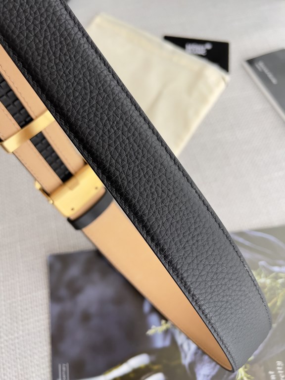 Name Montblanc. Montblanc   automatic belt. Belt-BeltModel automatic buckle, the original new boutique automatic buckle, automatic belt head layer lychee grain, physical shooting, head layer cowhideMaterial  100% head la