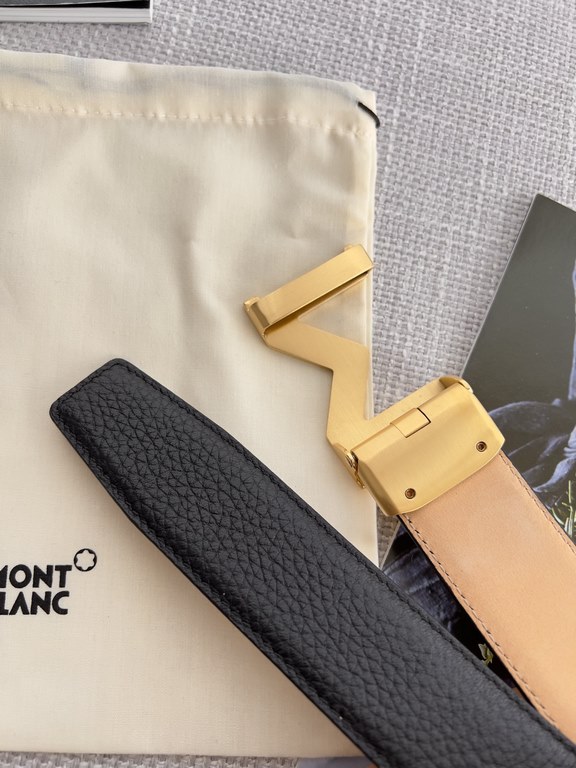 Name Montblanc. Montblanc   automatic belt. Belt-BeltModel automatic buckle, the original new boutique automatic buckle, automatic belt head layer lychee grain, physical shooting, head layer cowhideMaterial  100% head la