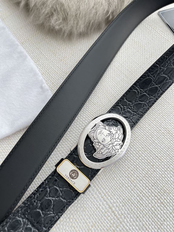 Name Versace.VERSACE.  belt - belt - automatic beltModel automatic belt body, pure steel material classic human head automatic buckle, pictures taken in kindBelt   100% head layer cowhide, automatic belt body, guaranteed