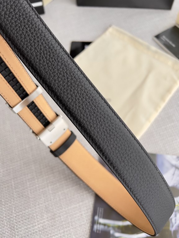 Name Montblanc. Montblanc   automatic belt. Belt-BeltModel automatic buckle, the original new boutique automatic buckle, automatic belt head layer lychee grain, physical shooting, head layer cowhideMaterial  100% head la