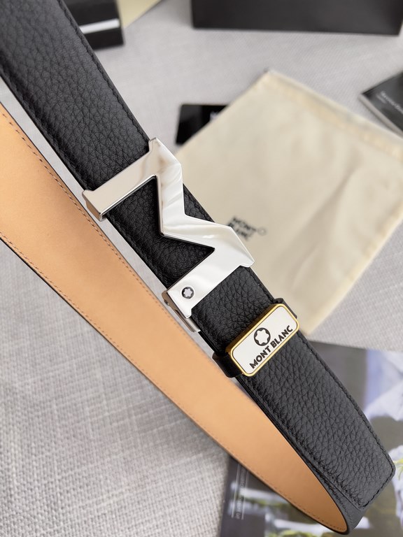 Name Montblanc. Montblanc   automatic belt. Belt-BeltModel automatic buckle, the original new boutique automatic buckle, automatic belt head layer lychee grain, physical shooting, head layer cowhideMaterial  100% head la