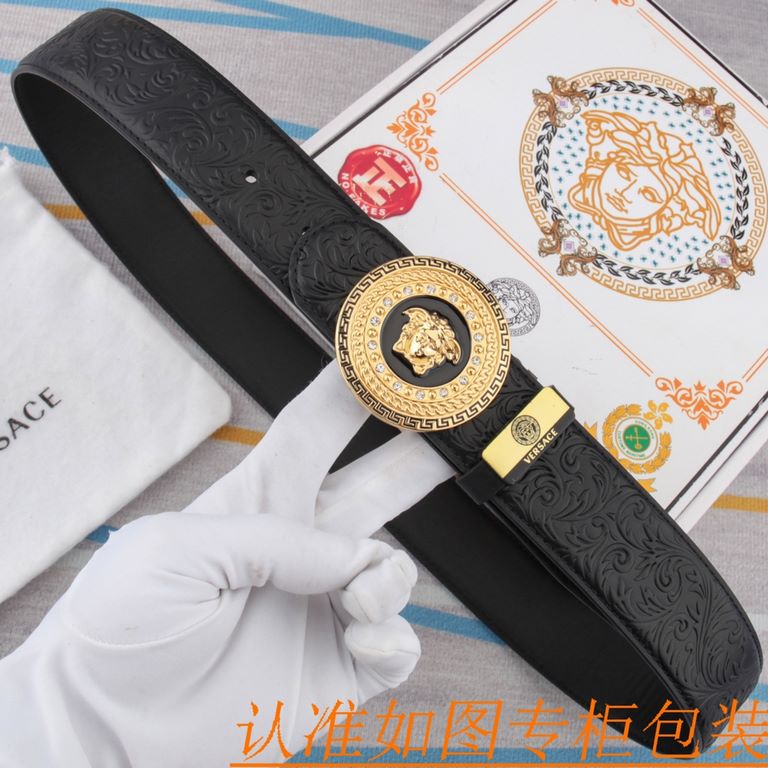 belt belt Versace   original single cowhide belt -  men's belt material   100% head layer cowhide belt  guaranteed leather belt, counter original quality, fine workmanship, fashionable big brand, gift for self-use first 