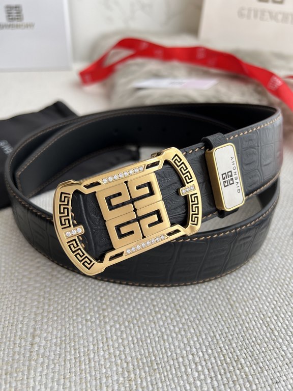 Name Givenchy.GIVENCHY-belt  -belt original singleModel hanging buckle, pure steel material with diamonds buckle head, double-sided head layer cowhideMaterial   100% head layer cowhide, guarantee leather. 24k pure steel 