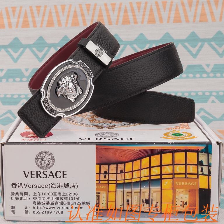 belt belt Versace   original single cowhide belt -  men's belt material   100% head layer cowhide belt  guaranteed leather belt, counter original quality, fine workmanship, fashionable big brand, gift for self-use first 