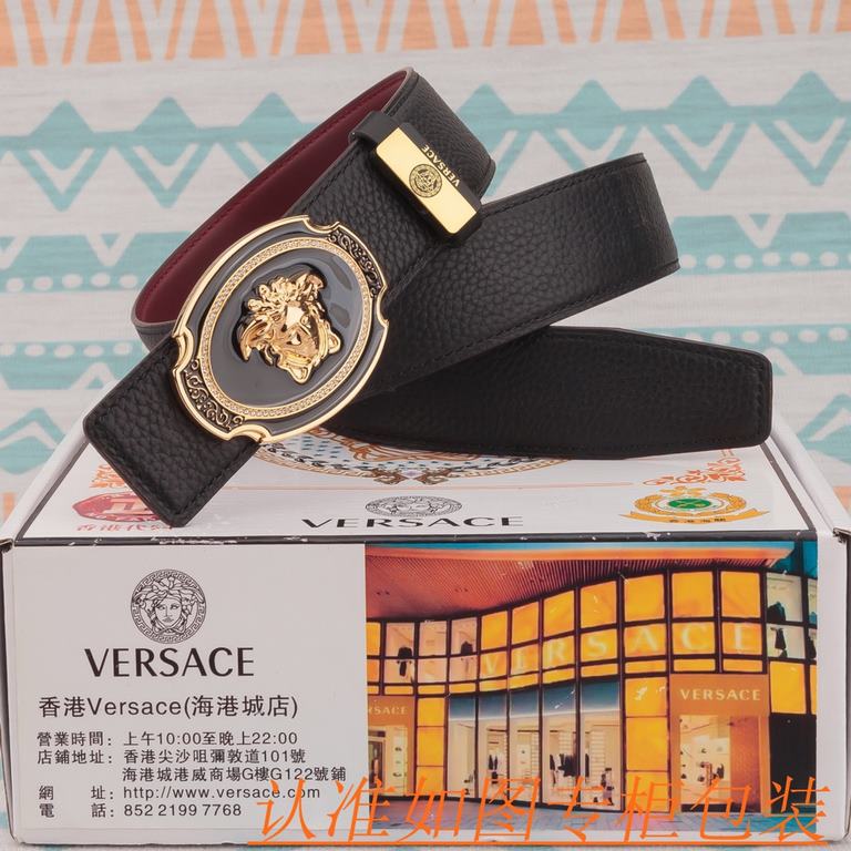 belt belt Versace   original single cowhide belt -  men's belt material   100% head layer cowhide belt  guaranteed leather belt, counter original quality, fine workmanship, fashionable big brand, gift for self-use first 