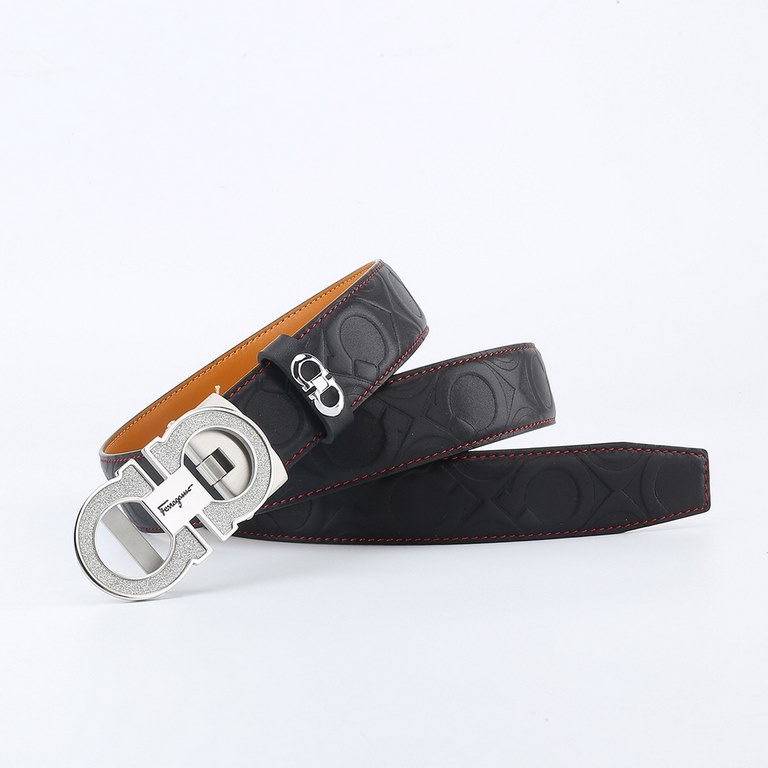 High-end quality, physical shooting  batch with a full set of packaging Brand Ferragamo overseas original single Buckle material high-quality solid steel buckle  belt body quality front 35mm width using double-sided impo