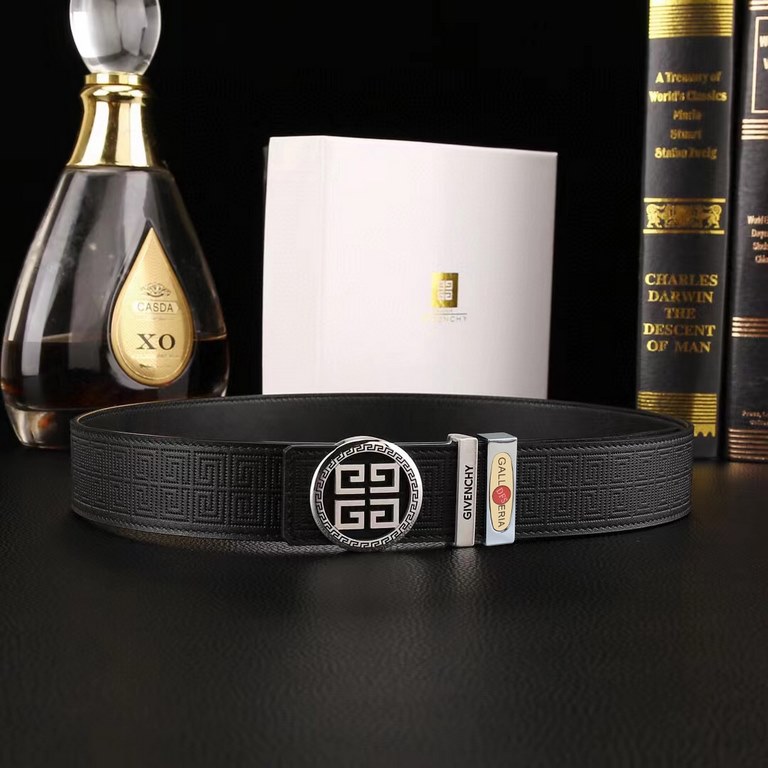 Lot with full set of counter packaging Brand Givenchy @ DFS buckle material 100% two-color pure steel buckle  belt body quality front 38mm width double-sided head layer cowhide embossed belt, pure steel vacuum plating bu