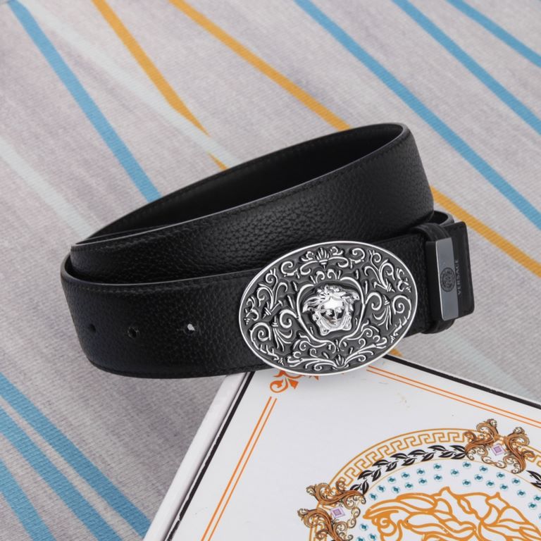 belt belt Versace   original single cowhide belt -  men's belt material   100% head layer cowhide belt  guaranteed leather belt, counter original quality, fine workmanship, fashionable big brand, gift for self-use first 