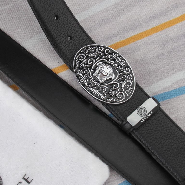 belt belt Versace   original single cowhide belt -  men's belt material   100% head layer cowhide belt  guaranteed leather belt, counter original quality, fine workmanship, fashionable big brand, gift for self-use first 