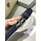 Counter Packaging (Balenciga Paris) Balenciga Fall-Winter Width 35MM Blue Grey Colorway Belt with Vintage Aesthetic Design Made in Italy Leather with Twisted Label BB Rings Interlocking Signature Gold-Plated Metallic Eff