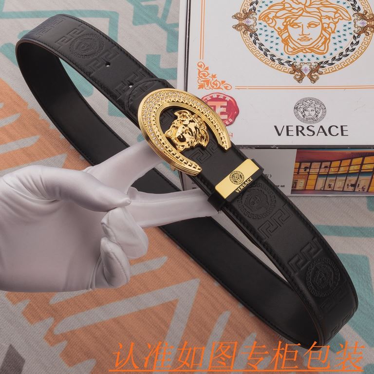 belt belt Versace   original single cowhide belt -  men's belt material   100% head layer cowhide belt  guaranteed leather belt, counter original quality, fine workmanship, fashionable big brand, gift for self-use first 