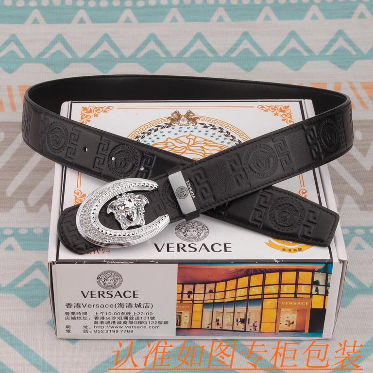 belt belt Versace   original single cowhide belt -  men's belt material   100% head layer cowhide belt  guaranteed leather belt, counter original quality, fine workmanship, fashionable big brand, gift for self-use first 