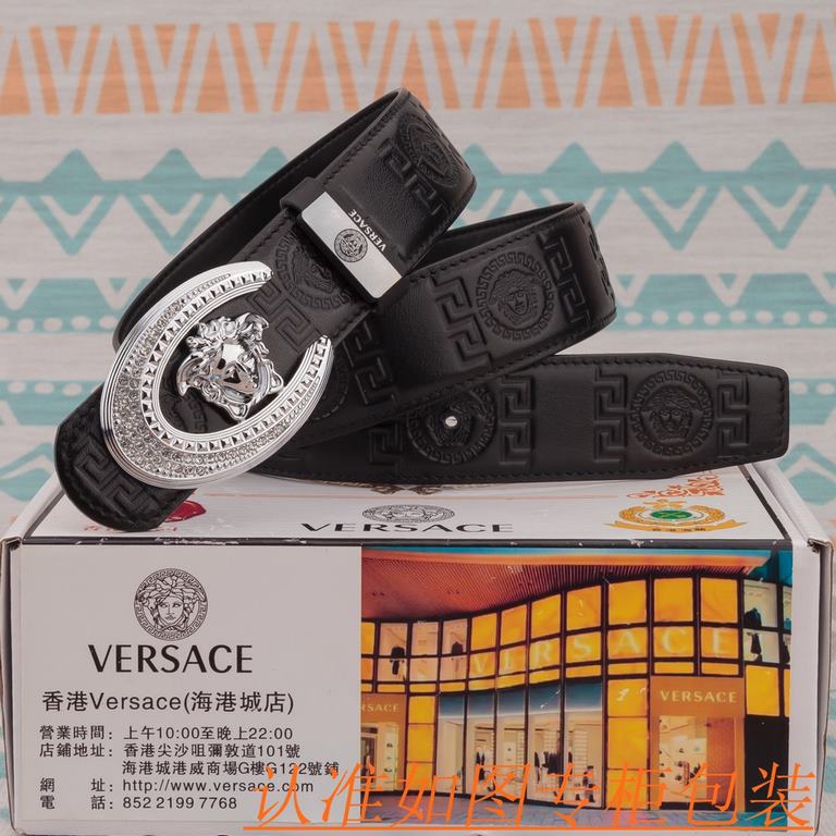 belt belt Versace   original single cowhide belt -  men's belt material   100% head layer cowhide belt  guaranteed leather belt, counter original quality, fine workmanship, fashionable big brand, gift for self-use first 