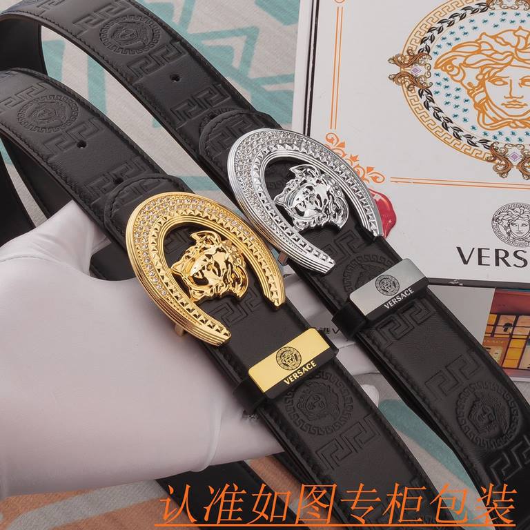 belt belt Versace   original single cowhide belt -  men's belt material   100% head layer cowhide belt  guaranteed leather belt, counter original quality, fine workmanship, fashionable big brand, gift for self-use first 