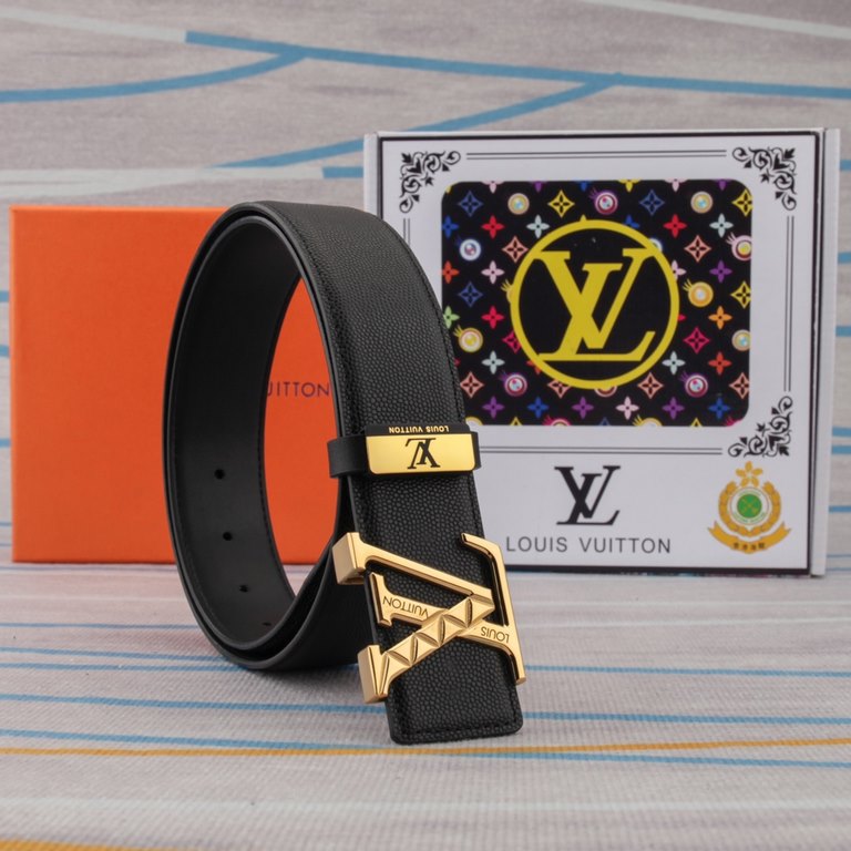 belt belt LV Louis Vuitton   original single cowhide belt  men's belt material   100% head layer cowhide belt  guaranteed leather belt, counter original quality, fine workmanship, fashionable big brand, gift for self-use