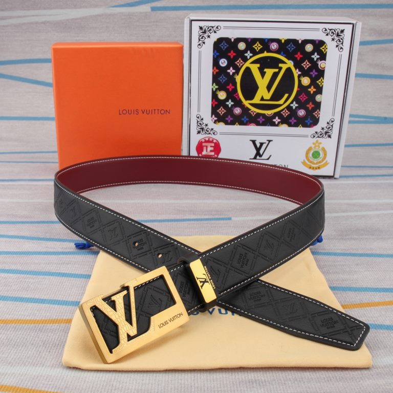 belt belt LV Louis Vuitton   original single cowhide belt  men's belt material   100% head layer cowhide belt  guaranteed leather belt, counter original quality, fine workmanship, fashionable big brand, gift for self-use