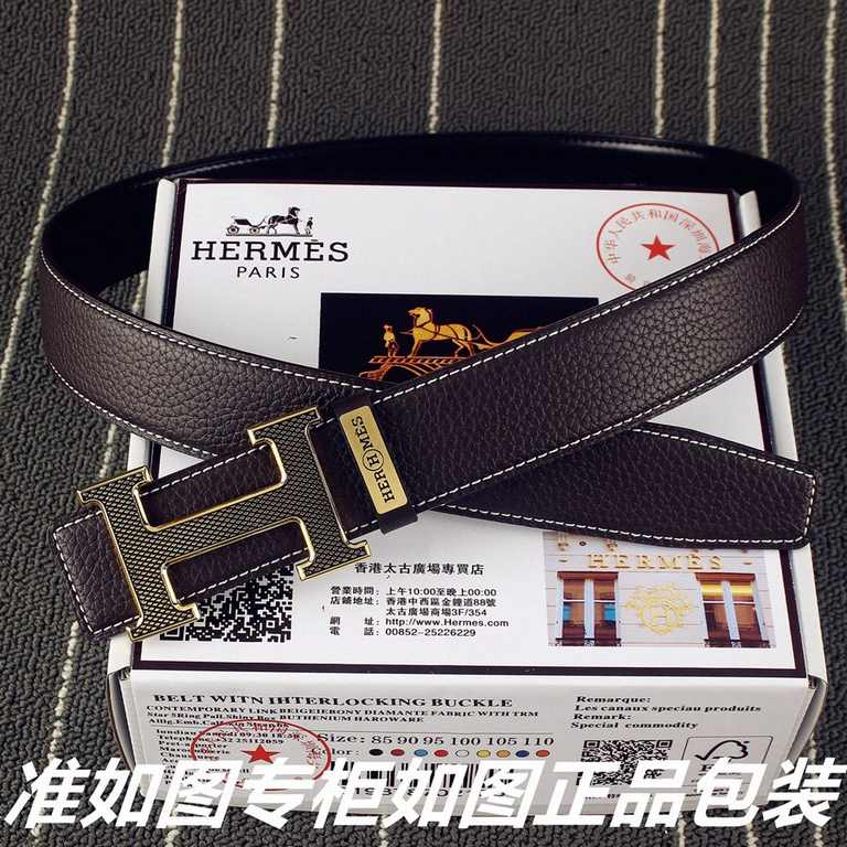 name Hermes. Her..mes   original single Model recognized as shown in the counter packaging, complimentary punch Materials  100% head layer cowhide leather belt, 24k pure steel buckle  with logo letters in the middle   Gu