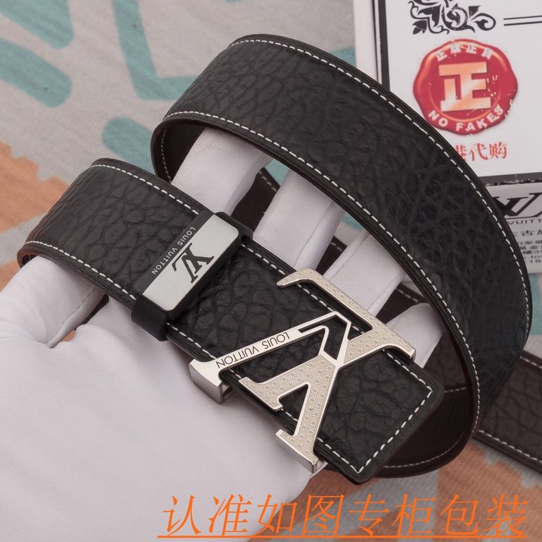 Product name LV-belt   original single-belt- Materials  100% head layer cowhide belt, guaranteed genuine leather belt, counter original single quality, fine workmanship, fashionable big brand, gift for self-use preferred